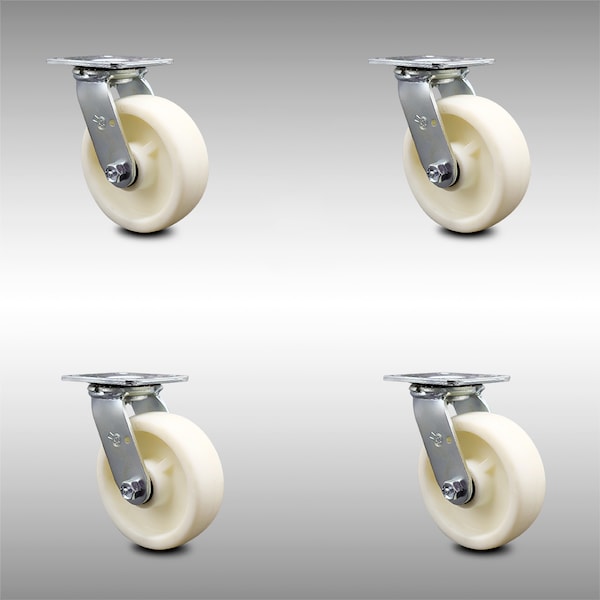 6 Inch Stainless Steel Nylon Swivel Caster Set with Ball Bearing and Swivel Lock